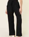 Double Take Full Size Texture Drawstring Straight Pants