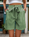 Tied High Waist Shorts with Pockets