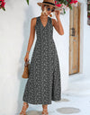 Printed Open Back Sleeveless Maxi Dress