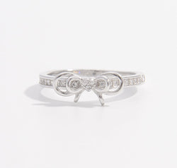 925 Sterling Silver Inlaid Zircon Bow Ring