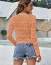 Drawstring Ruched Openwork Sweater