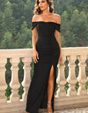 Off-Shoulder Split Maxi Dress