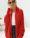 Dolman Sleeve Open Front Ribbed Trim Longline Cardigan