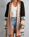 Geometric Open Front Long Sleeve Cardigan