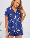 Printed Button Up Short Sleeve Top and Shorts Lounge Set