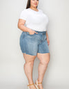 Judy Blue Full Size High Waist Raw Hem Denim Shorts