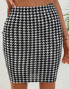 Houndstooth High Waist Mini Skirt