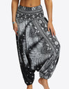 Printed Smocked Waist Harem Pants