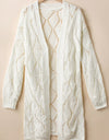 Openwork Open Front Dropped Shoulder Cardigan