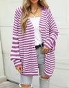 Striped Button Down Long Sleeve Cardigan