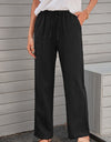 Drawstring Elastic Waist Pants with Pockets