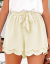 Tied Layered Scalloped Hem Shorts