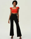 High Waist Flare Leg Pants with Pockets