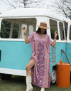 Printed Tie Neck Short Sleeve Dress