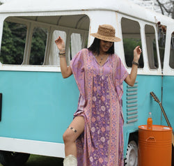 Printed Tie Neck Short Sleeve Dress