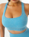 Ribbed Scoop Neck Sleeveless Sports Bra