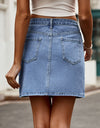 Asymmetrical Denim Mini Skirt