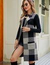 Plaid Lapel Collar Sleeveless Cardigan