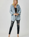 RISEN Distressed Raw Hem Denim Shirt