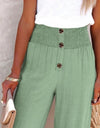 Full Size Decorative Button High Waist Pants