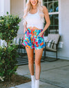 Drawstring Printed High Waist Shorts