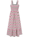 Smocked Printed Square Neck Sleeveless Dress