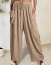 Full Size Pocketed Drawstring Wide Leg Pants