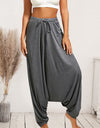 Tied Mid Waist Long Harem Pants