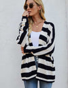 Striped Dolman Sleeve Open Front Cardigan