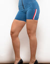 Full Size Side Stripe Zip Closure Denim Shorts