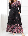 Plus Size Round Neck Maxi Dress with Pockets