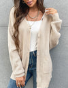 Button Front Drop Shoulder Waffle Cardigan