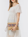 Geometric Straw Weave Crossbody Bag