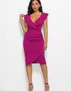 Ruched Ruffled Cap Sleeve Dress