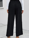 High Waist Ruched Tie Front Wide Leg Pants