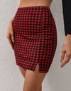 Houndstooth Slit Mini Skirt