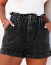 Paperbag Waist Denim Shorts with Pockets