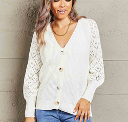 Rib-Knit Plunge Raglan Sleeve Cardigan
