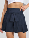 Smocked Tie-Front High-Rise Shorts