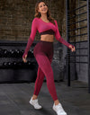 Striped Long Sleeve Top and Leggings Sports Set