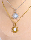 Opal Sun Pendant Stainless Steel Necklace