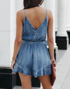 MeiMei V-Neck Spaghetti Strap Tie Waist Romper