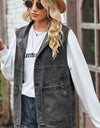 Sleeveless Denim Top with A Detachable Hood