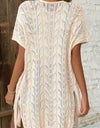 Openwork Open Front Short Sleeve Cardigan