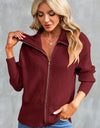 Zip-Up Collared Cardigan