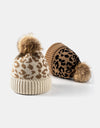 Leopard Pom-Pom Cuffed Beanie