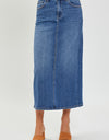 RISEN High Rise Back Slit Denim Skirt