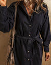 Button Up Collared Neck Denim Dress