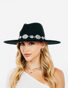 Fame Metal Trim Flat Brim Fedora Hat