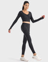 Ruched Cropped Long Sleeve Sports Top